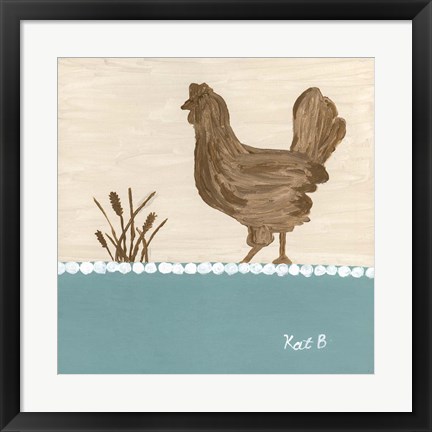 Framed Out to Pasture I  Brown Chicken Print