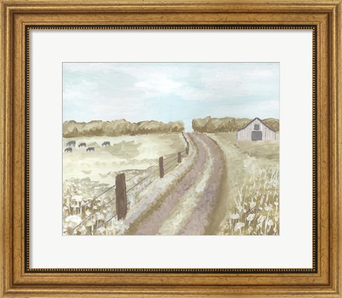 Framed Barn Road Fence Print
