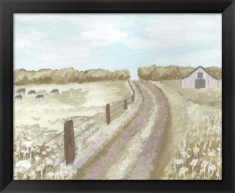 Framed Barn Road Fence Print