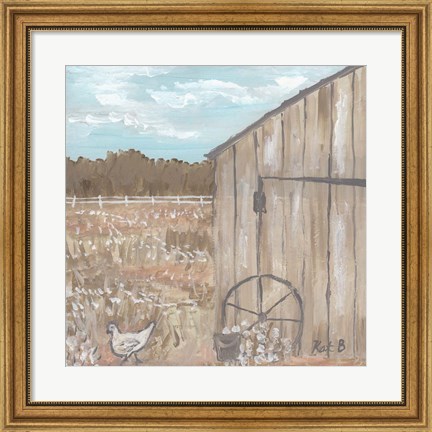 Framed Chicken &amp; Barn Print