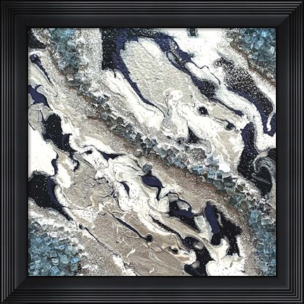 Framed Blue Silver Marble II Print