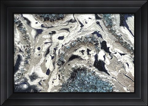 Framed Blue Silver Marble landscape Print
