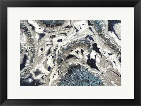 Framed Blue Silver Marble landscape Print