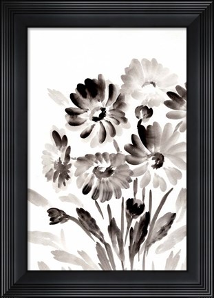 Framed Simple Black Daisies Print