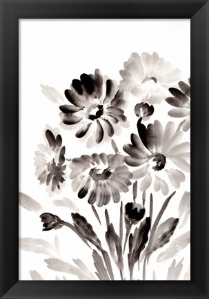 Framed Simple Black Daisies Print