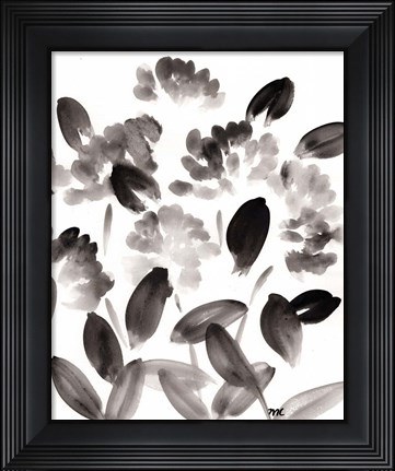 Framed Simple Black Peonies I Print