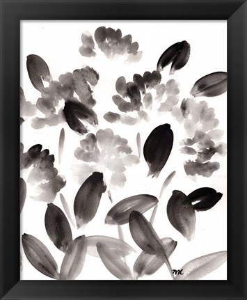 Framed Simple Black Peonies I Print