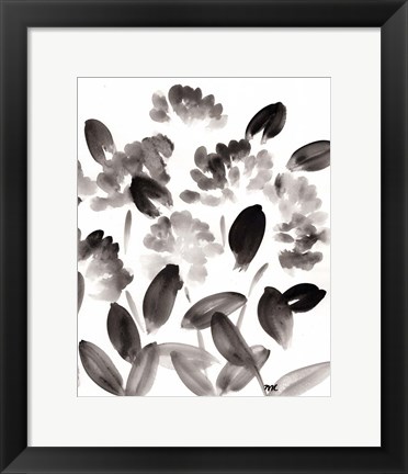 Framed Simple Black Peonies I Print