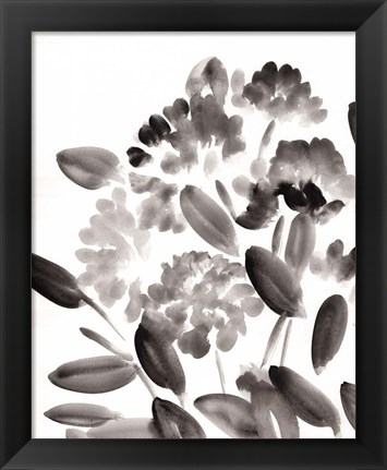 Framed Simple Black Peonies II Print