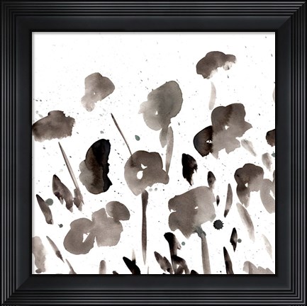 Framed Simple Black Poppies I Print