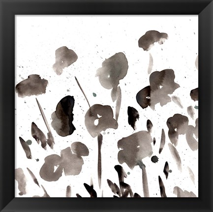 Framed Simple Black Poppies I Print