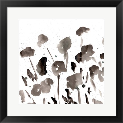 Framed Simple Black Poppies I Print