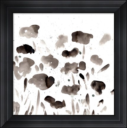 Framed Simple Black Poppies II Print