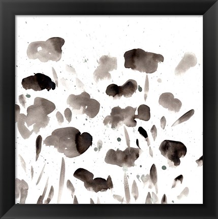 Framed Simple Black Poppies II Print