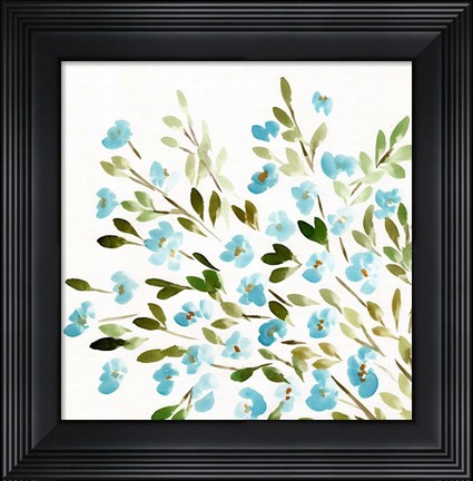 Framed Sketchy Blossoms Blue Print