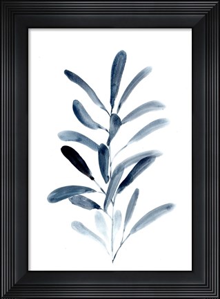 Framed Farmhouse Leaves blue III Print