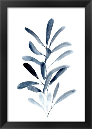 Framed Farmhouse Leaves blue III Print