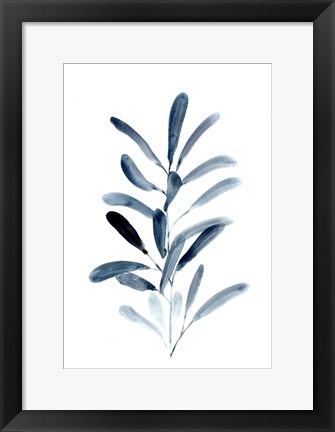 Framed Farmhouse Leaves blue III Print