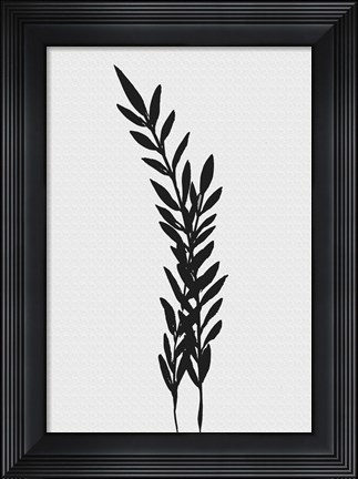 Framed Farmhouse Leaves black Print