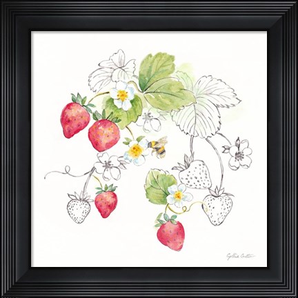 Framed Berries and Bees II Print
