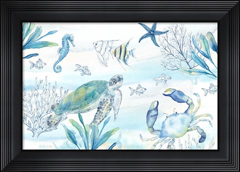 Framed Great Blue Sea I Print