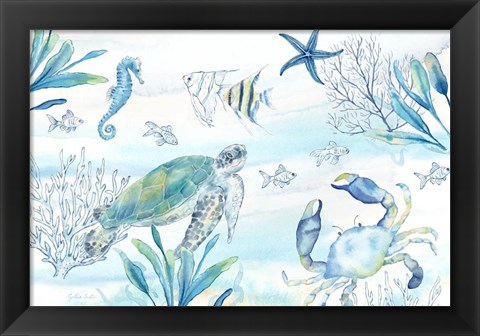 Framed Great Blue Sea I Print