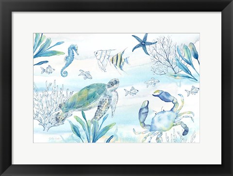 Framed Great Blue Sea I Print