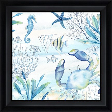 Framed Great Blue Sea XVI Print