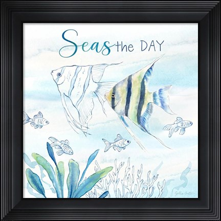 Framed Great Blue Sea XX Print