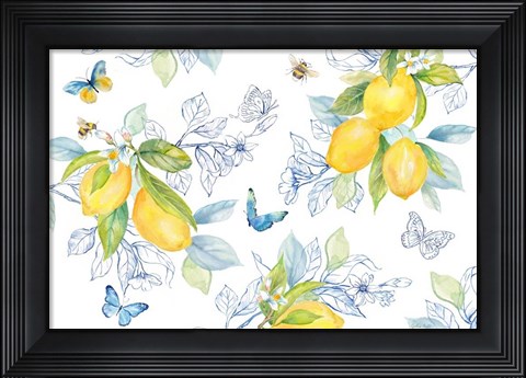Framed Lemon Sketch Book I Print