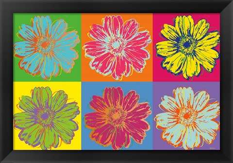 Framed Flower Pop Art mosaic Print