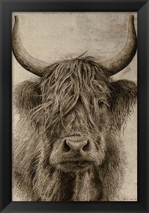 Framed Highland rustic portrait Print