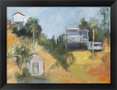 Framed Pink House amid Palms Print