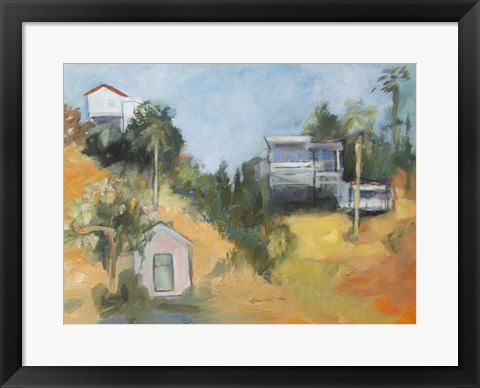 Framed Pink House amid Palms Print