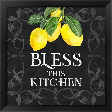 Framed Live with Zest sentiment I-Bless this Kitchen Print