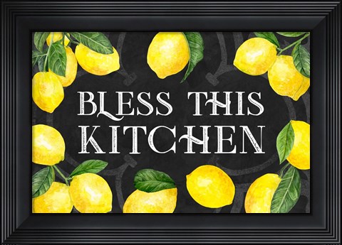 Framed Live with Zest sentiment landscape I-Bless this Kitchen Print