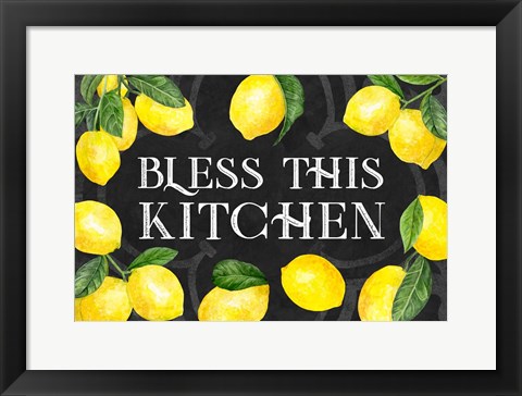 Framed Live with Zest sentiment landscape I-Bless this Kitchen Print