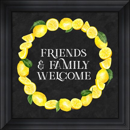 Framed Live with Zest wreath sentiment III-Friends &amp; Family Print