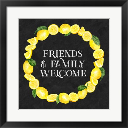 Framed Live with Zest wreath sentiment III-Friends &amp; Family Print