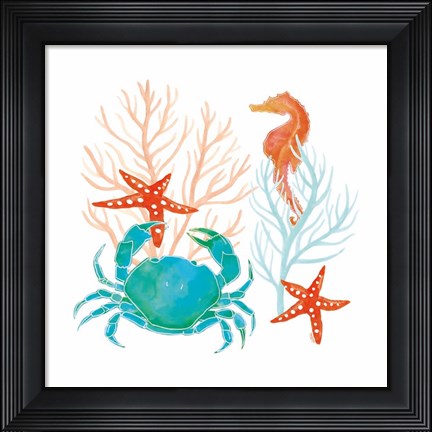 Framed Coral Aqua VII Print