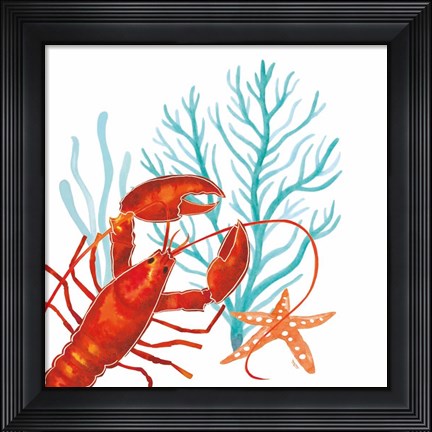 Framed Coral Aqua IX Print