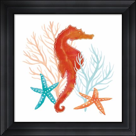 Framed Coral Aqua XI Print