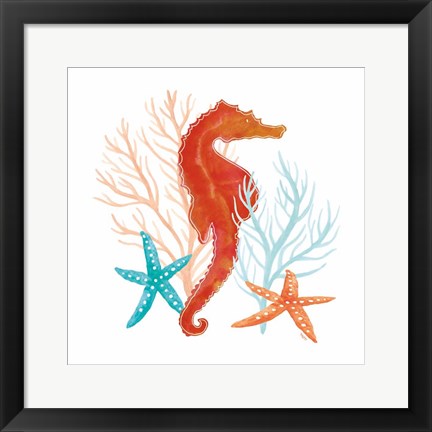 Framed Coral Aqua XI Print