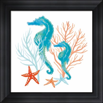 Framed Coral Aqua XII Print