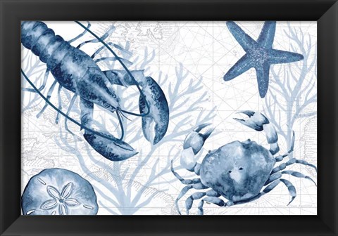 Framed Deep Blue Sea III on White Print