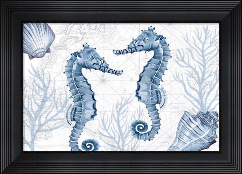 Framed Deep Blue Sea IV on White Print