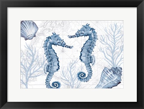 Framed Deep Blue Sea IV on White Print