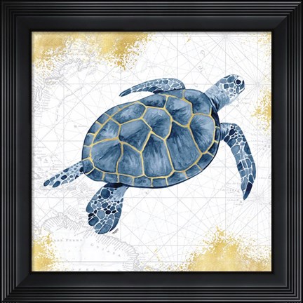 Framed Deep Blue Sea VII White Gold Print