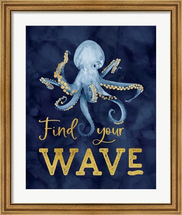 Framed Deep Blue Sea IX on Navy Print