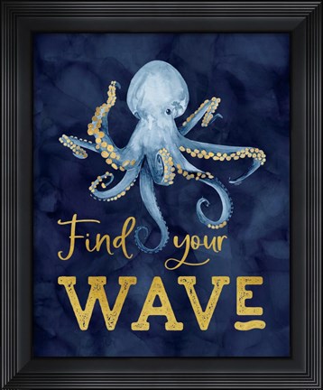 Framed Deep Blue Sea IX on Navy Print